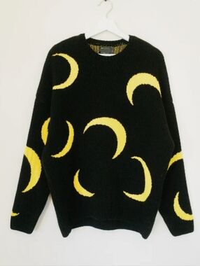 ASOS Black Sweater with Yellow Crescent Moon Motif